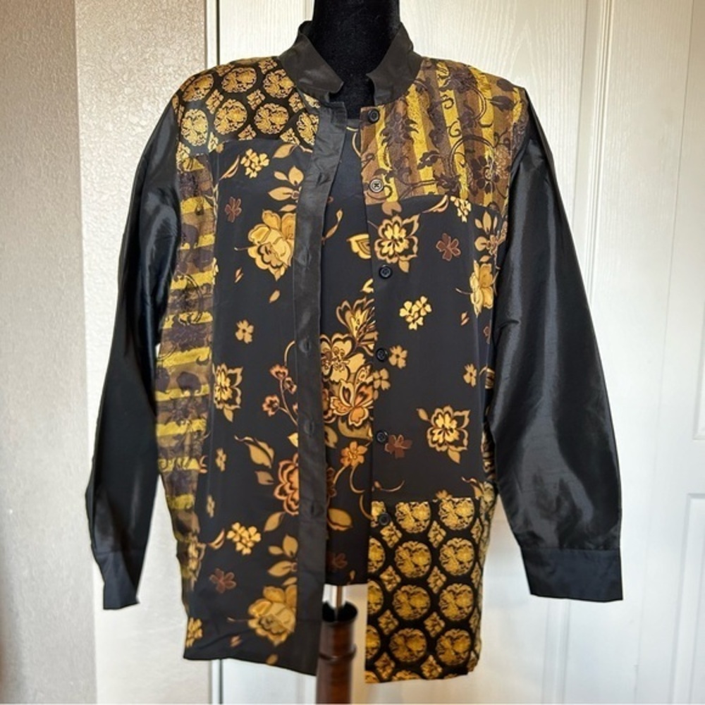 NWT Koos of Course Silk Twin Set Button Down Shirt and Sleeveless Blouse‎ Size L